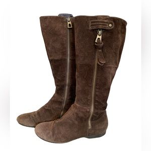 Enzo Angiolini Eazoot brown suede flat boots size 7